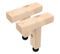 HEMOTON 2 Piezas Soporte Ajustable de Madera para Cama Beige con Almohadillas Antideslizantes, Refuerzo Estable para Patas del Marco y Prevención de Movimiento