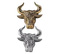 HEMOTON 2 piezas Vintage cabeza de vaca broches de aleación creativos chinos zodiaco Tauro Pines de Solapa moda unisex joyería de solapa para hombre y mujer ligero y versátil