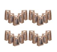 HEMOTON 20 Piezas Bolsa de Embalaje Transparente con Ventana y Cierre Abatible, Papel Decorativo con Lazo, Forma Vertical y Asa, Adecuado para Regalos y Fiestas