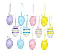 HEMOTON 24 Piezas Huevos de Pascua Colgantes de Plástico, Adornos Coloridos para Fiestas y Árboles de Navidad Estilo Aleatorio