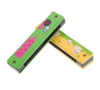 HEMOTON 2piezas Armónica De Madera Para Principiantes Armónica De Adultos Color Amarillo y Verde