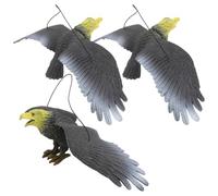 HEMOTON 3 Piezas Adorno Colgante de Águila de Plástico para Jardín o Ventana, Resistente Apariencia Realista, Adecuado para Decoración Exterior y Césped