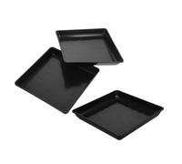 HEMOTON 3 Piezas Platillo Rectangular para Maceta de PP, Negro, Simple | Bandeja de Goteo, Recoge Exceso de Agua y Tierra, Mantiene Mesa o Suelo Limpio