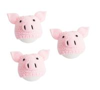 HEMOTON 3piezas Gorro De Niño Niña Recién Nacido De Punto Adorable Diseño De Cerdito Accesorios para Fotografía Infantil Cómodo y Atractivo Color Rosa