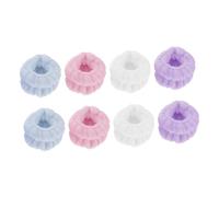 HEMOTON 4 pares Muñequeras de Microfibra para Lavado Facial Absorbentes y Cómodas Bandas Elásticas para Casa y Spa Colores Pastel Rosa Púrpura Azul Blanco