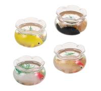HEMOTON 4 Piezas Pecera Miniatura Redonda Figuras de Peces Koi para Decoración de Microescenas y Acuarios Pequeños Accesorios Versátiles para Casa de Muñecas y Escritorio