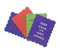 HEMOTON 4piezas Accesorios de Mahjong para Mezclar Fichas Barajadores de Colores con Bordes Ondulados y Frases Divertidas para Noches Amigos y Familiares