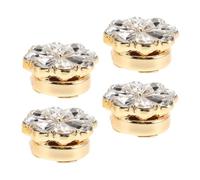 HEMOTON 4piezas Gemelos de Flores para Mujer Clips de Puño con Cubrebotones de Gemas de Imitación Joyería de Fiesta para Ropa Formal Informal