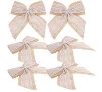 HEMOTON 6 Lazos Grandes de Encaje y Lino para Decoración Rústica de Árbol de Navidad, Adornos Versátiles Que No Se Rompen ni Desteñen, Ideales para Manualidades y Fiestas