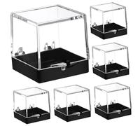 HEMOTON 6piezas Cajas Transparentes Para Exhibición y Almacenamiento De Muestras Estuche Para Minerales Piedras y Cristales Vitrina Expositora Resistente Con Base Negra