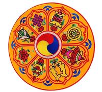 HEMOTON Almohadilla Redonda Para Cuenco Tibetano De 13 Cm, Delicado Cojín Amarillo Bordado Para Soporte Estable De Cuencos De Sonido Budista, Accesorio Esencial Para Meditación y Relajación