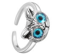 HEMOTON Anillo Ajustable Abierto de Gato Ojos Azules Tono Vintage Anillo de Metal para Mujer y Niñas Joyería Casual para Uso Diario y Ocasiones Obsequios
