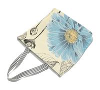 HEMOTON Bolsa de Compras Tote Bag Reutilizable de Lona Bolso de Mano Diseño Vintage y Estampado de Flor Azul para Uso Diario y Compras la Ciudad