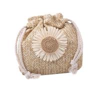 HEMOTON Bolsa de Cubo Tejida de Rafia Bolso de Hombro Bolso de Almacenamiento para Mujer para Playa