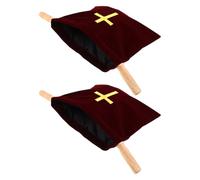 HEMOTON Bolsa de Terciopelo Burdeos para Iglesia con Cruz Bordada, 2 Unidades de 43 X 25 Cm, Bolsa de Recolección de Comunión y Ofrendas Religiosas para Bautizos y Ceremonias