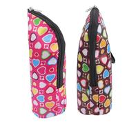 HEMOTON Bolsa Térmica para Biberones Portátil para Bebés, Aislante De Poliéster Resistente, Asa Práctica para Viaje y Exteriores, Pack De 2 Unidades Rosa y Marrón