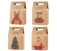 HEMOTON Bolsas de con asa, papel kraft, 16 unidades, bolsas de navideñas, bolsas de papel, chocolate, dulces, caja de, bolsa de fiesta, para cumpleaños, 11 x 7 x 17,5 cm