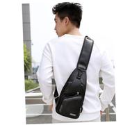 HEMOTON Bolso Bandolera de Pecho para Hombre Bolso de Hombro Deportivo con Puerto de Carga USB Bolsa Cruzada Ligera y Resistente para Ciclismo Senderismo y Uso Diario Color Negro