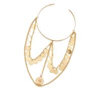 HEMOTON Brazalete Metálico de Cadena Abierto para Brazo Pulsera de Moda para Mujer Dijes Color Dorado Tamaño 1250 Estilo Étnico Punk Brillo y Flecos Adecuado para Uso Diario y