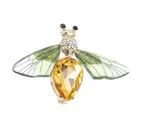 HEMOTON Broche de Abeja Gemas de Imitación y Cristal Verde Alfiler de Cristal Elegante Mujer para Bodas Fiestas y Eventos Pequeño Ligero