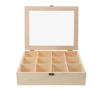 HEMOTON Caja de Almacenamiento para Lavandería de Madera con Tapa, Organizador Segmentado para Bolas de Secadora, Soporte Compacto 30x30x5 Cm, Accesorio Funcional para Lavadero Doméstico