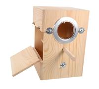 HEMOTON Caja de Cría para Periquitos de Madera Natural con Diseño Hueco para Alimentación Casa Nido para Pájaros Exterior y Jardín Accesorio Seguro para Anidación de Agapornis y Otras Aves