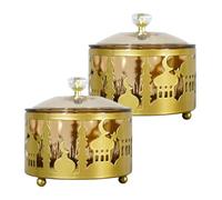 HEMOTON Cajas de Embalaje para Snacks de Oriente Medio 2piezas Dorado en Hierro y Pet Líneas Suaves y Acabado Delicado para Bodas y Decoración del Hogar