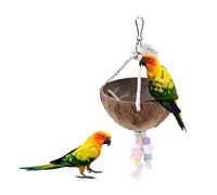 HEMOTON Cama Columpio para Aves de de con Juguete de Madera y Piedra de Masticar Accesorios para Periquitos y Colgante para Mascotas