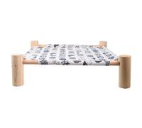 HEMOTON Cama para Campamento De Gato Camas Cama Elevada para Cachorros Elevado Camas para Gatos Hamaca Mascotas Interior Tiendas De Campaña para Gatos De Interior Adulto Blanco De Madera