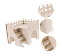 HEMOTON Casa de Madera para Hámster con Plataforma y Escalera Refugio para Mascotas Juguete de Masticación y