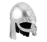 HEMOTON Casco Vikingo Medieval Plateado para Disfraz de Caballero Adulto, Accesorio Cosplay Ligero y Ajustable para Halloween, Carnaval y Fiestas Temáticas de Guerrero Vikingo