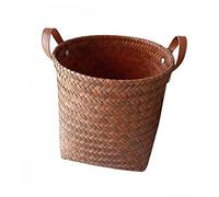 HEMOTON Cesta De Almacenamiento De Ropa Cesta De Almacenamiento Decorativa Tejida a Mano Canasta De Juguetes Canasta De Comida Tejida Cesta De Sauce Cesta De Mimbre Auto Cuero