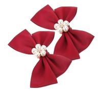 HEMOTON Clips para Zapatos Lazo de Imitación de Perla Color Burdeos 2 Unidades Decorativas para Bodas y Accesorios de Calzado Femenino