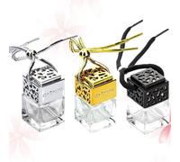 HEMOTON Colgante de Botella de Perfume de Vidrio Negro Cuadrado de 8 Ml para Coche, 3 Piezas, Diseño Creativo y Delicado para Aceite Esencial en Días Obsequios