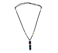 HEMOTON Collar Ajustable de Cristal Natural de Fluorita Multicolor, Colgante Hexagonal de 6 Caras para Mujer, Cadena de Suéter Elegante para Uso Diario y Fiestas