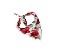 HEMOTON Collar Triangular para Mascotas San Valentín Babero para Collar de Perro en Algodón 100% Puro Diseño de Rosas Rojas sobre Fondo Blanco Ajuste 25-48 CM para Perros y Gatos