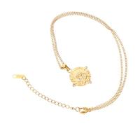 HEMOTON Collar Vintage de Tarot Colgante de Ojo Turco y Sol en Acero Inoxidable Dorado Circonita Brillante Gargantilla Ligera para Mujer y Niña Accesorio de Amuleto Suerte para Uso