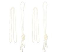 HEMOTON Collares Largos de Perlas en Capas para Mujer Juego de 2 Sets 3 Piezas Cadena Vintage para Suéter Otoño E Invierno Gargantillas Llamativas y Joyería Elegante Cuello
