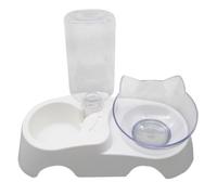 HEMOTON Comedero y Bebedero Automático para Gatos y Perros con Diseño Inclinable Material Resistente para Mascotas Pequeñas y Medianas Blanco