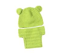 HEMOTON Conjunto de Gorro y Pantalones Cortos de Crochet de Algodón Artesanal para Bebés Unisex Estilo Caricatura Color Verde Adecuado para Sesión de Fotos y Baby Shower