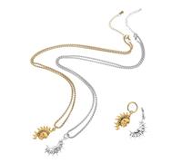 HEMOTON Conjunto de Joyería Asimétrica y Luna Pendientes Colgantes y Collar Vintage Accesorios Celestiales para Mujer Diseño Elegante y Duradero para Aniversario y Uso Diario
