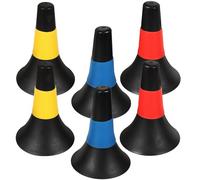 HEMOTON Conos para Fútbol Entrenamiento 6 Piezas Señalización 23 Cm Plástico PE Colores Llamativos Negro-Rojo, Negro-Amarillo, Negro-Azul Apilables para Agilidad y Entrenamientos