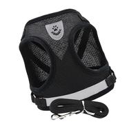 HEMOTON Correa y Arnés Reflectante Ajustable para Gatitos y Cachorros Pequeños Chaleco De Malla Transpirable para Entrenamiento y Paseos Al Aire Negro