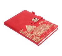 HEMOTON Cuaderno de Agenda Diaria con Hebilla, Cuaderno de Gestión de Planificación de Horarios, Rojo, Piel Sintética y Papel, para Empleados y Jefes