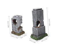 HEMOTON Decoración para Acuario 2 Piezas Castillos de Resina Ruinas Antiguas, Escondite para Peces, Resistente, Diseño Realista para Paisaje de Pecera, Refugio Seguro y Decorativo