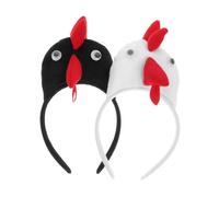 HEMOTON Diadema para Cosplay 2 Piezas Cabezas de Pollo Tridimensionales en y Negro, Accesorio para Fiesta Temática de Jungla y Animales Salvajes, Aro de Pelo Decorativo Resistente