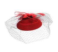 HEMOTON Diadema Tocado Mujer Estilo con Velo Rojo Sombrero Pastillero Retro para Boda Fiesta Té y Cóctel Accesorio Elegante para Cabello Eventos