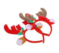 HEMOTON Diademas Navideñas Astas de Reno de Felpa 2 Piezas 1 Caqui 1 Rojo Accesorio Festivo para Adultos y Adecuado para Disfraces Fiestas y Fotografía Navideña
