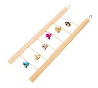 HEMOTON Escalera para Periquitos y Loros Pequeños con Cascabeles, Juguete Escalador De Madera Natural 25cm De 6 Peldaños, Accesorio para Jaulas y Entretenimiento De Aves Pequeñas