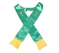 HEMOTON Estola Sacerdotal Reversible Bordada con Cruz Verde 1 Pieza, Faja Clerical con Borlas para Bodas, Ceremonias Religiosas y Uso Eclesiástico Tradicional